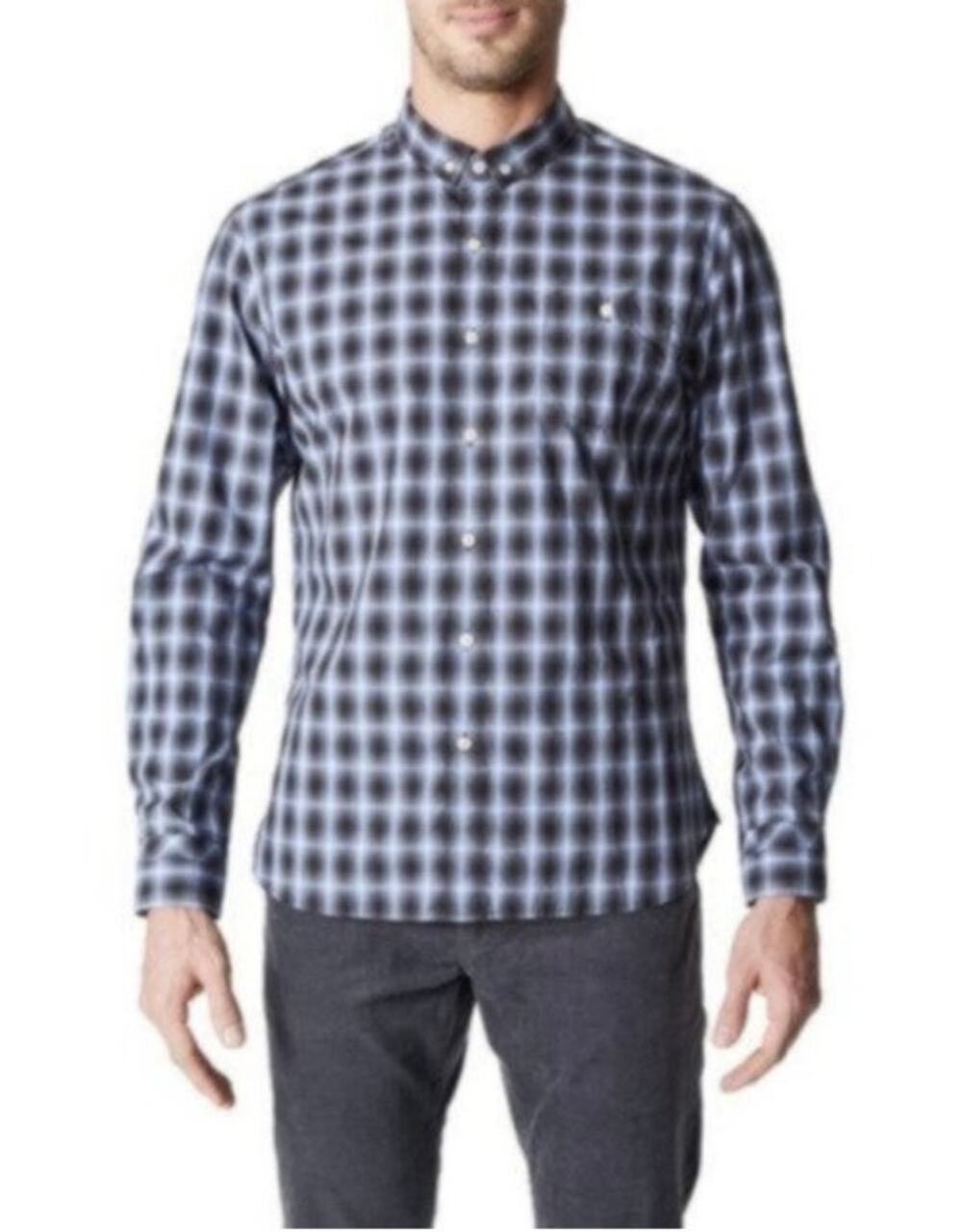 7 Diamonds Higher Ground Button Down Casual Shirt Small Blue Gray Transitional